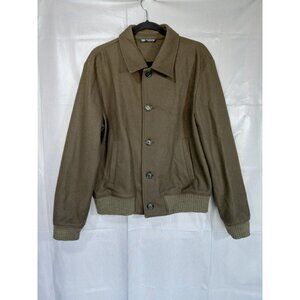 Zara Wool Blend Fleece Bomber Jacket XL Army Green Streetwear Pockets Gorpcore